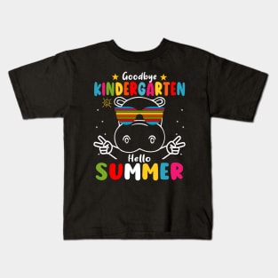 Goodbye kindergarten Graduation 2024 Hello Summer hippo Kids T-Shirt